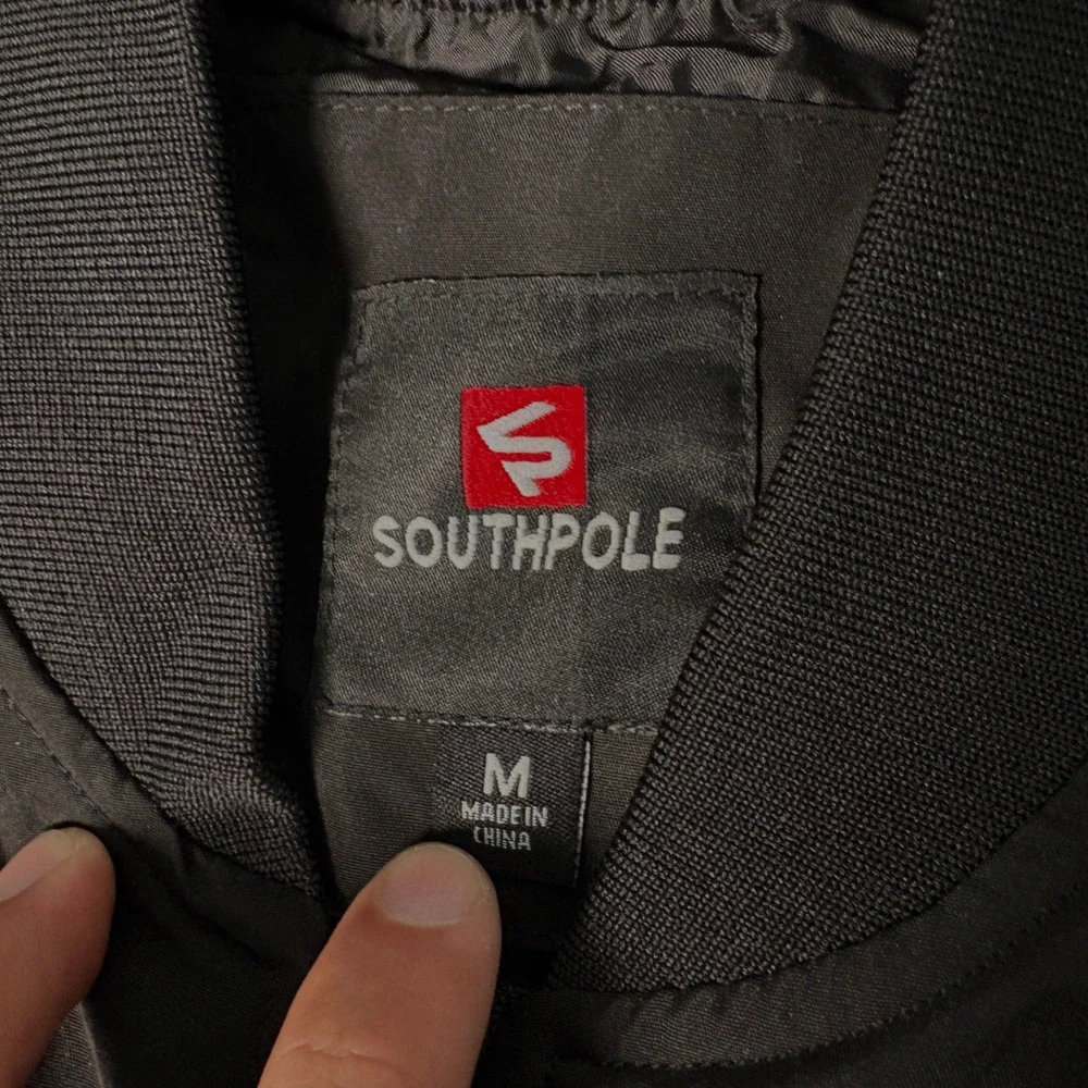 Southpole Global Standard Mens Bomber Jacket Black Size Medium Streetwear Zip Up